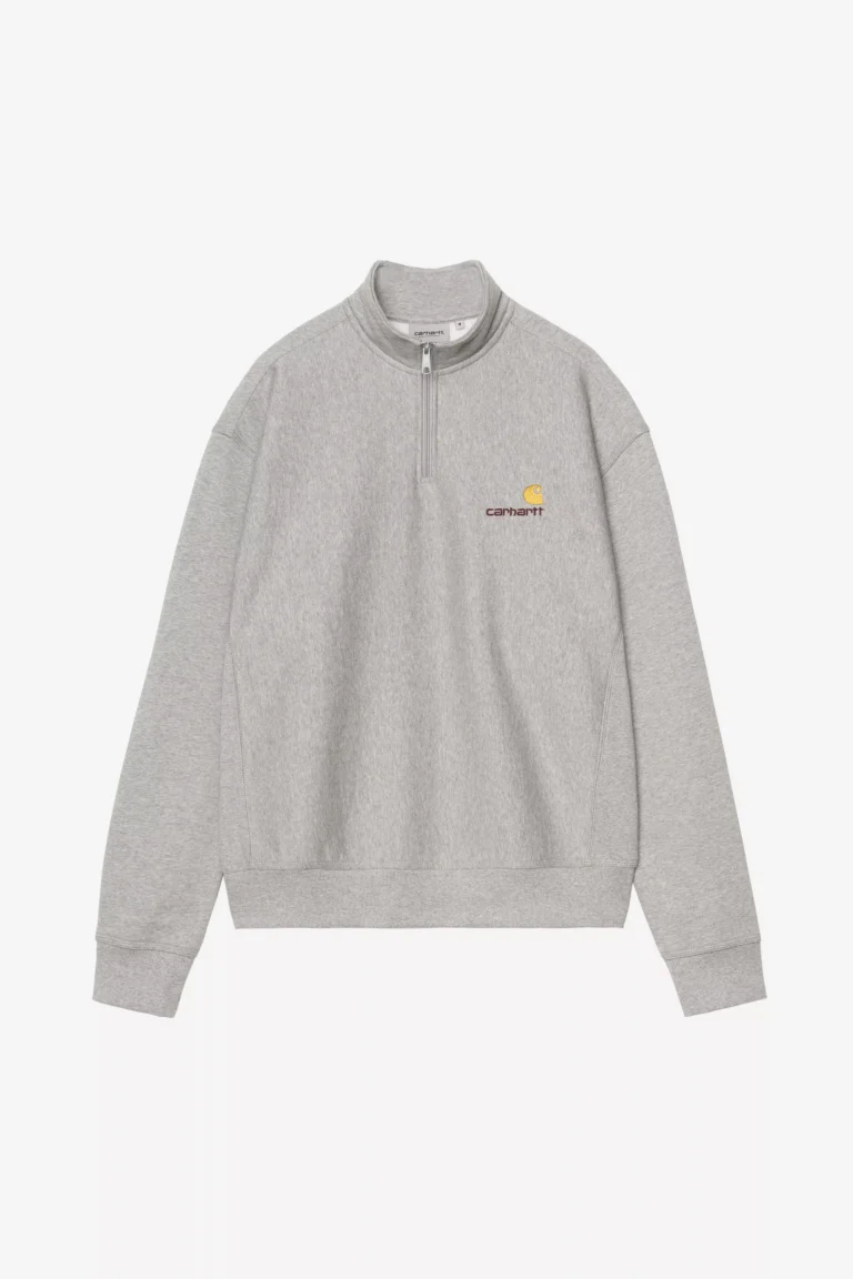 Свитшот Carhartt WIP Half Zip American Script Sweatshirt Grey Heather
