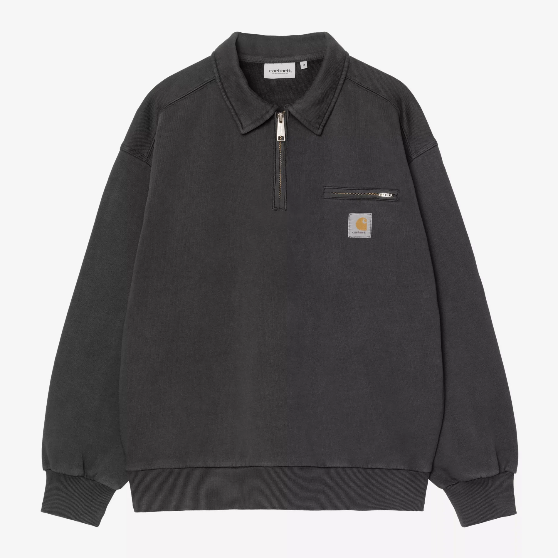 Свитшот Carhartt WIP Half Zip Detroit Sweatshirt Black Stone washed