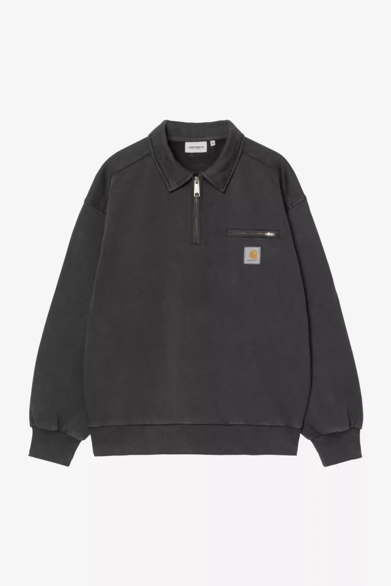 Свитшот Carhartt WIP Half Zip Detroit Sweatshirt Black Stone washed