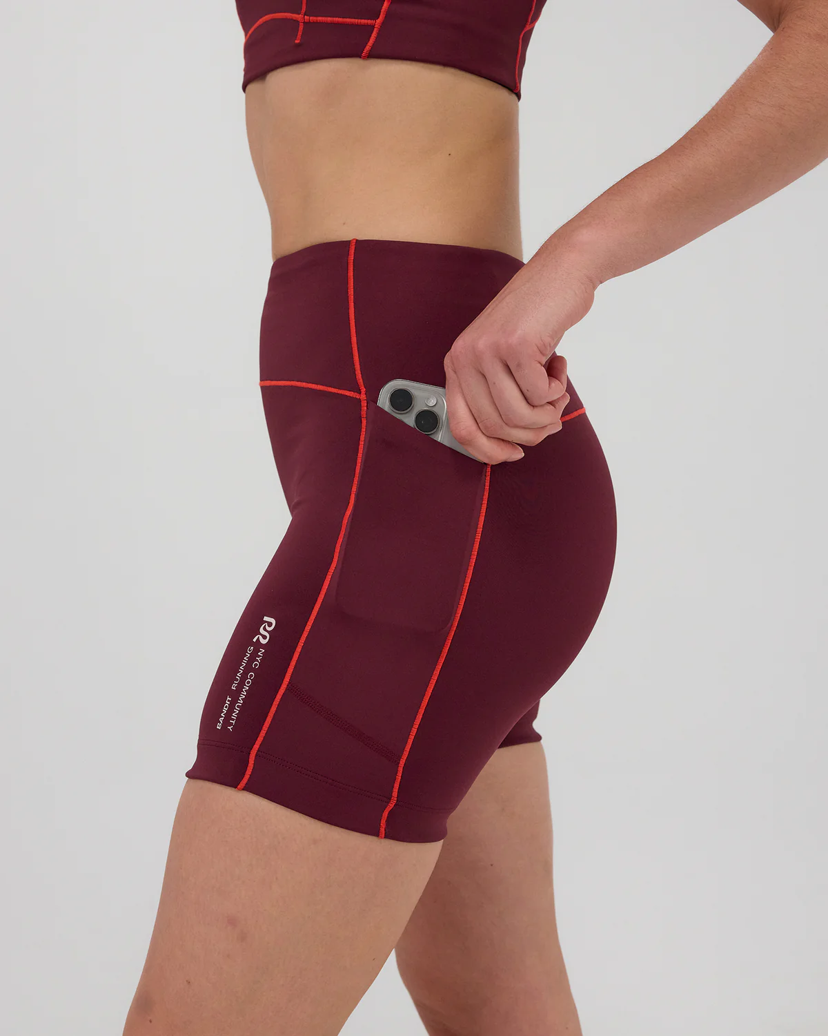 Шорты Bandir Running Stamina™ 5" Pop Stitch™ High Waist Compression Short - Fig / Intense Red