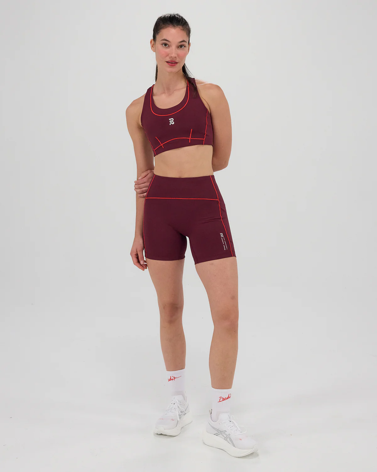 Шорты Bandir Running Stamina™ 5" Pop Stitch™ High Waist Compression Short - Fig / Intense Red