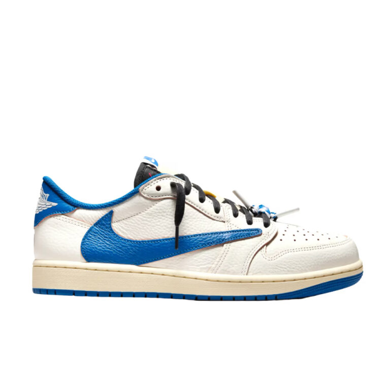 Кроссовки Nike Air Jordan 1 Retro Low OG SP Fragment x Travis Scott Sail Military Blue