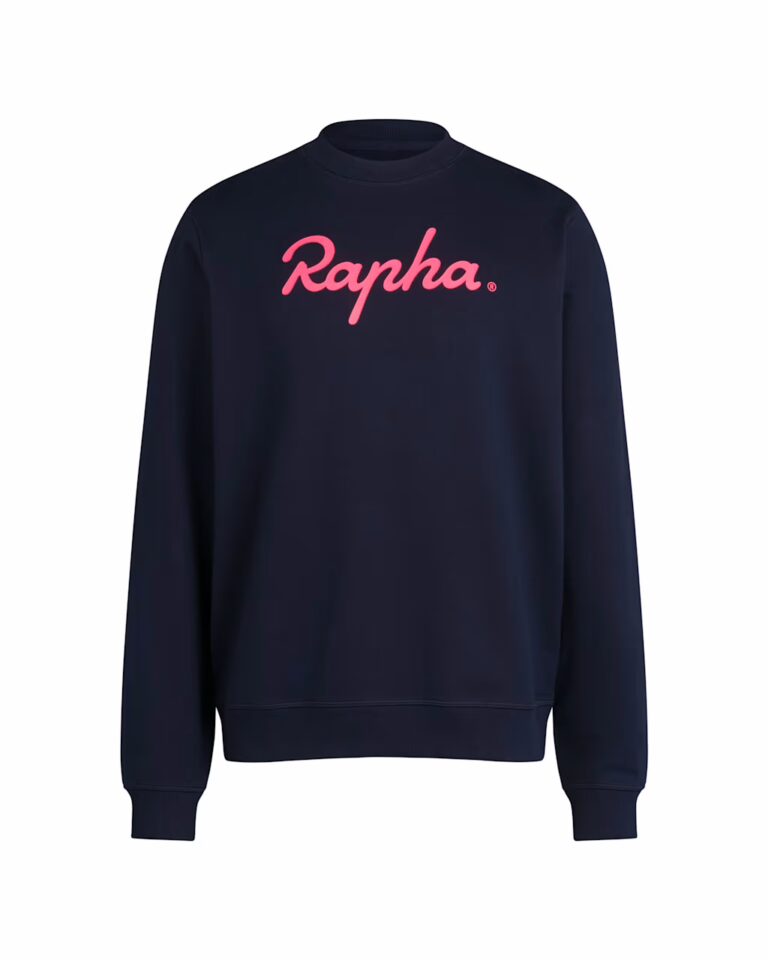 Свитшот Rapha Men's Cotton Sweatshirt Large Logo Dark Navy/Hi-Vis Pink