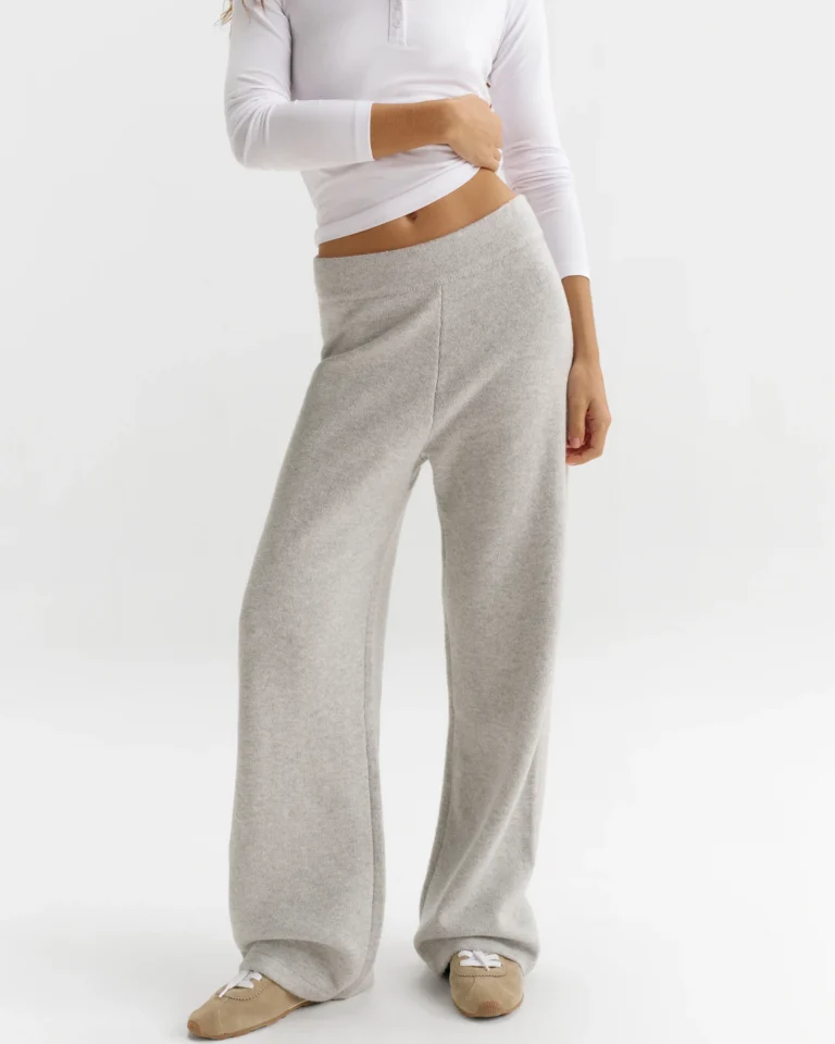 Adanola Knit Straight Leg Sweatpants Light Grey Melange