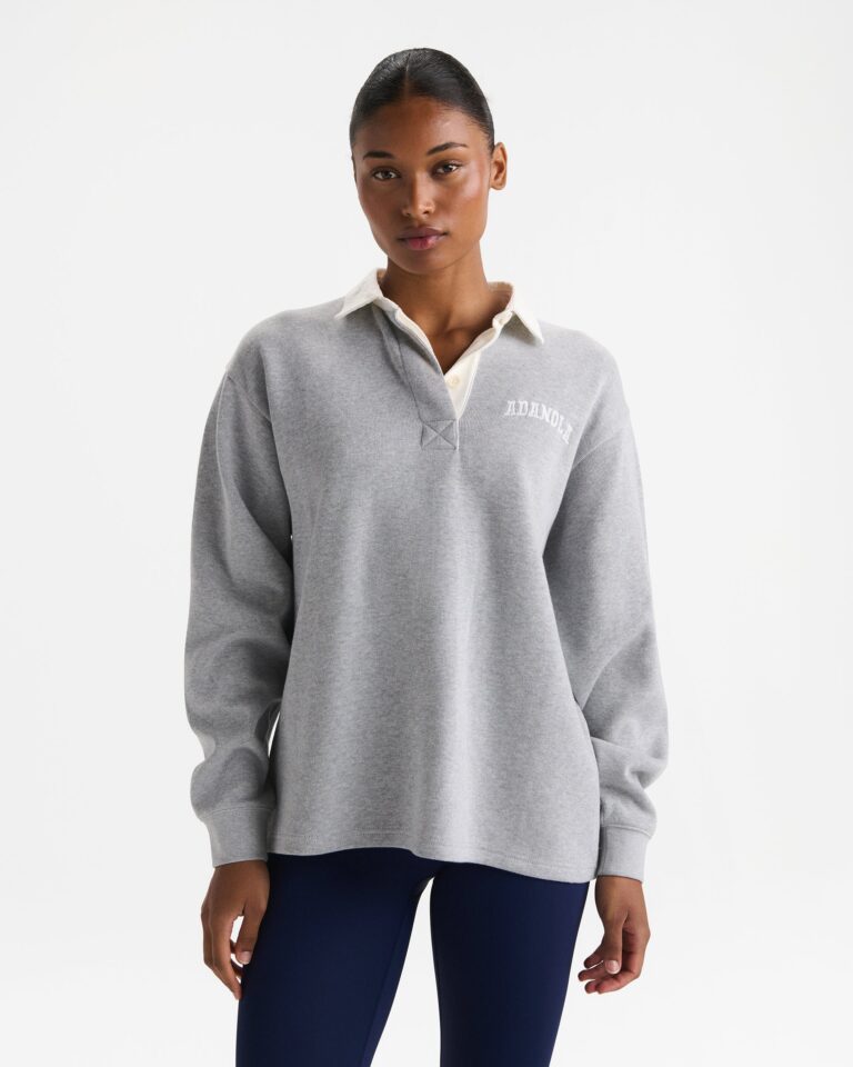 Adanola Varsity Oversized Rugby Top Light Grey Melange