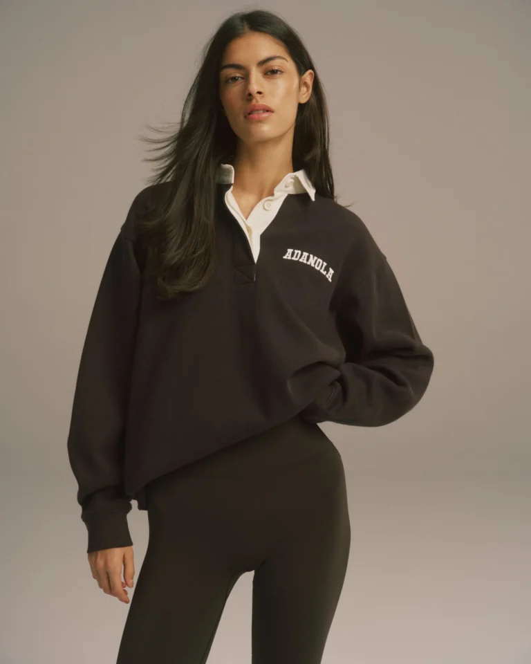 Adanola Varsity Oversized Rugby Top Coffee Bean