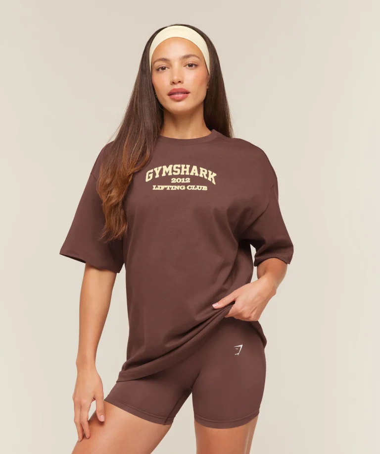 Футболка GymShark Cosy Luxe Campus T-Shirt Espresso Brown