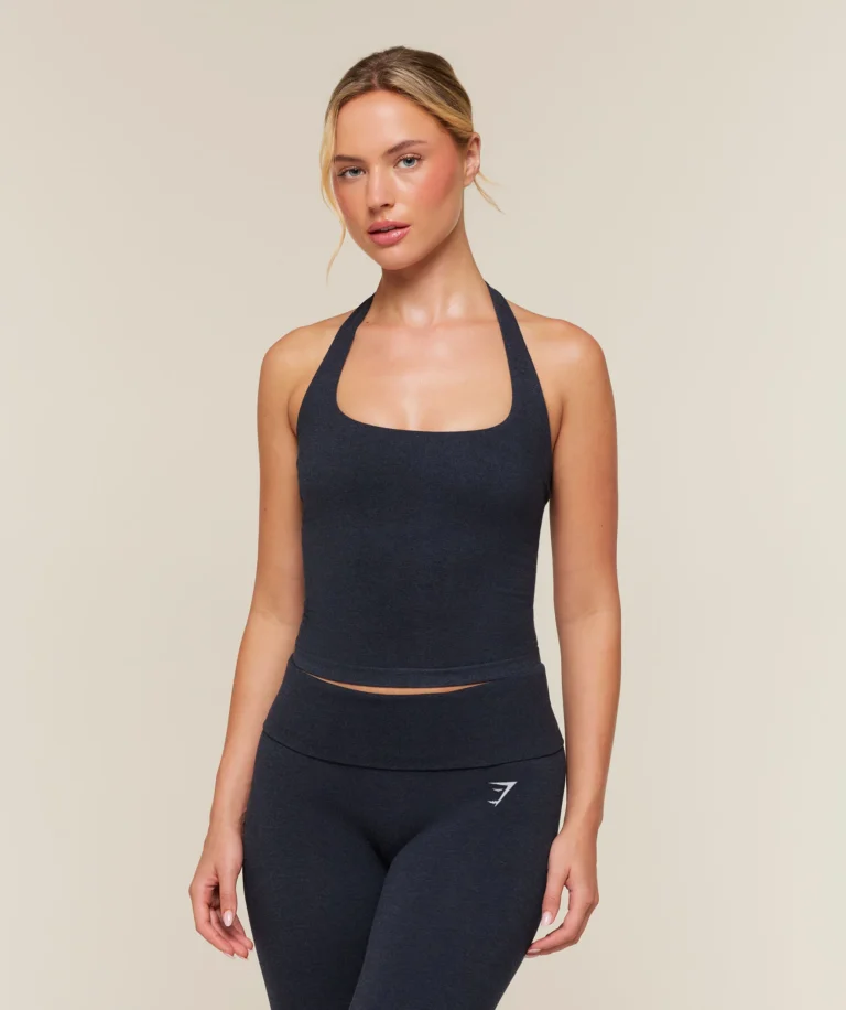 Бра GymShark Everyday Seamless Racerback Sports Bra Deep Blue Marl