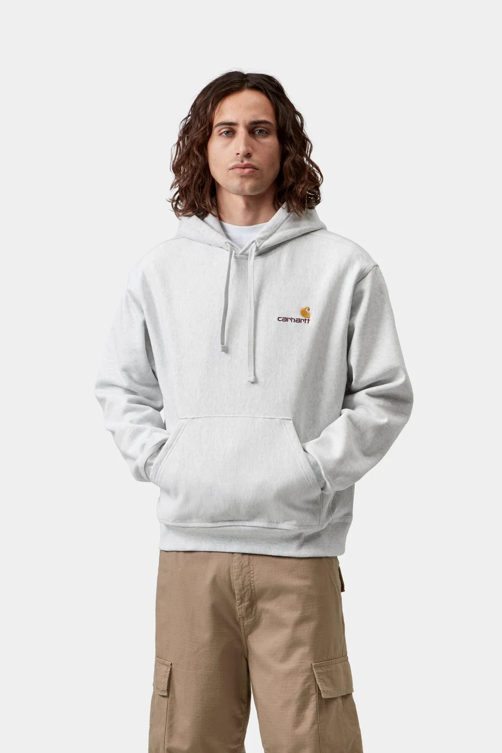 Худи толстовка Carhartt WIP Hooded American Script Sweatshirt Ash Heather