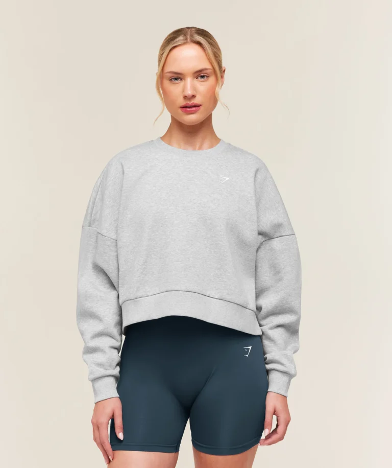 Свитшот GymShark Training Oversized Boxy Sweatshirt Light Grey Core Marl