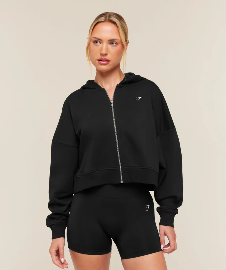 Худи GymShark Training Oversized Boxy Zip Through Hoodie Black
