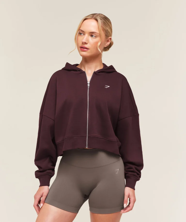 Худи GymShark Training Oversized Boxy Zip Through Hoodie Cherry Purple
