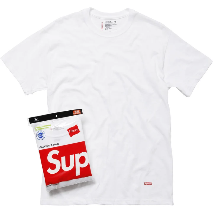 Комплект мужских футболок Supreme/Hanes Tagless Tees 3 Pack White