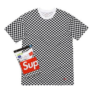 Комплект мужских футболок Supreme/Hanes Tagless Tees 2 Pack Checkered Black White