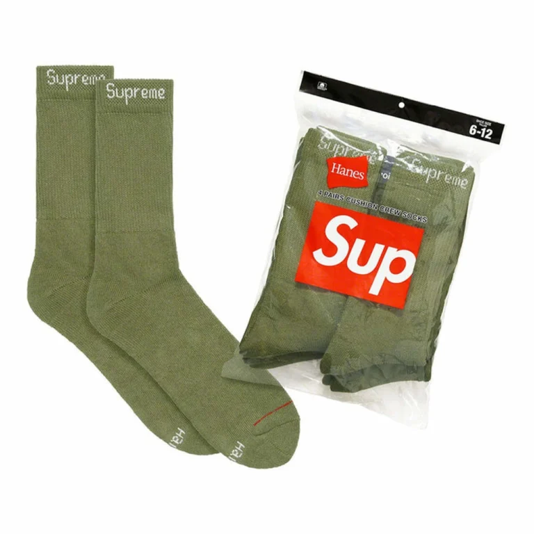 Комплект мужских носков Supreme/Hanes Crew Socks 4 Pack Olive