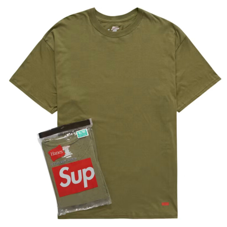 Комплект мужских футболок Supreme/Hanes Tagless Tees 2 Pack Olive