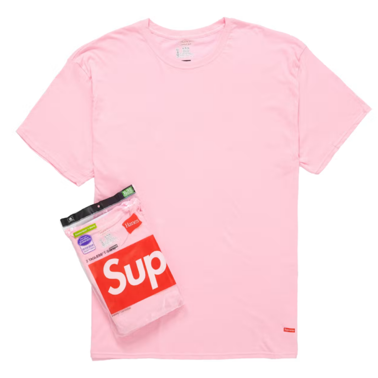 Комплект мужских футболок Supreme/Hanes Tagless Tees 2 Pack Pink