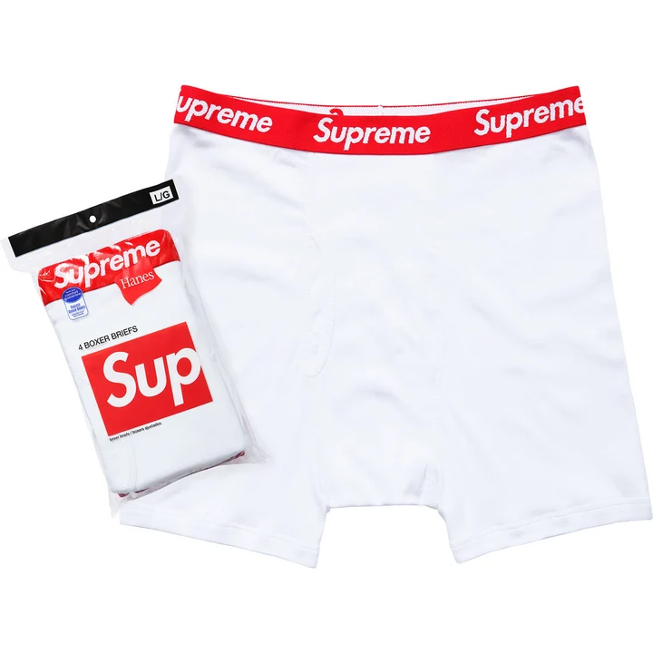 Комплект мужских боксеров Supreme/Hanes Boxer Briefs (4 Pack) White