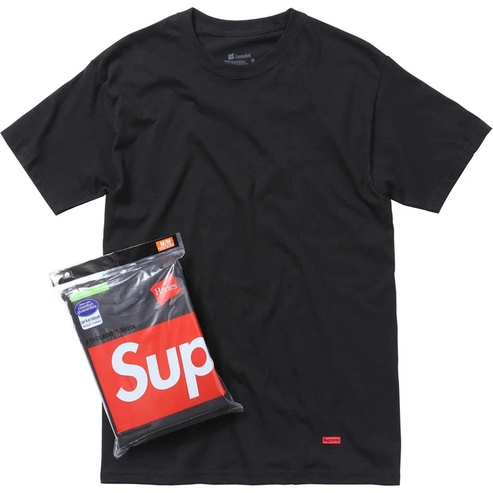 Комплект мужских футболок Supreme/Hanes Tagless Tees 3 Pack Black