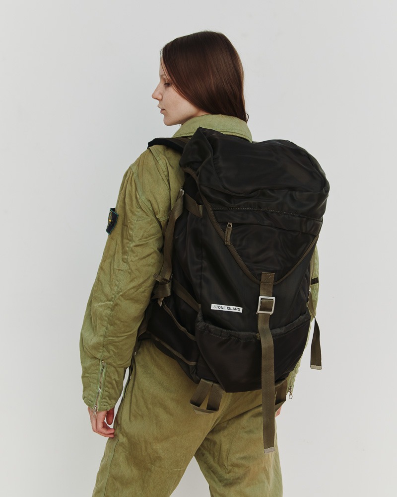 Рюкзак Stone Island Army Green Spellout Camping Backpack 32159346/AS S/S 2000